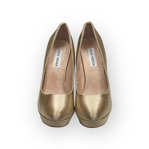 Steve Madden ☀︎︎ Partyy-R Glitter Crystal Platform Stilettos Pumps ☀︎︎ Champagne - Picture 9 of 16